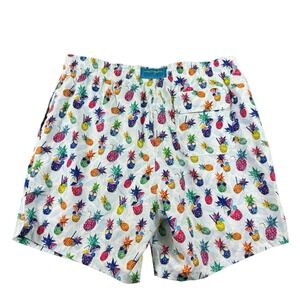 Michaels White Pineapple Rainbow AOP Lined Swim Trunks Mens Large
